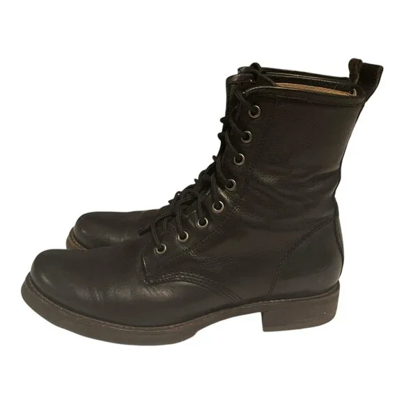Frye Dark Leather Lace-Up Boots - Picture 7 of 7